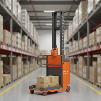 Semi-elektrische orderpicker voor binnenshuis met een laadvermogen van 200 kg, een laadhoogte van 2,7 m-4,5 m en een compact ontwerp voor verhoogde pickingtaken